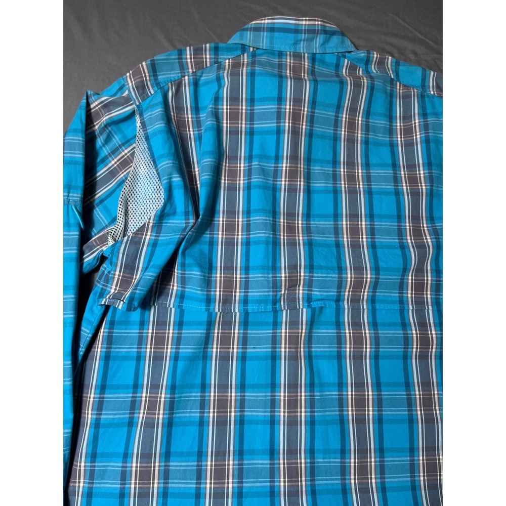 Fariani Italy Mens M Blue Plaid 100% Cotton Outdoor Trek Fishing Shirt‎ Vented - Picture 8 of 8